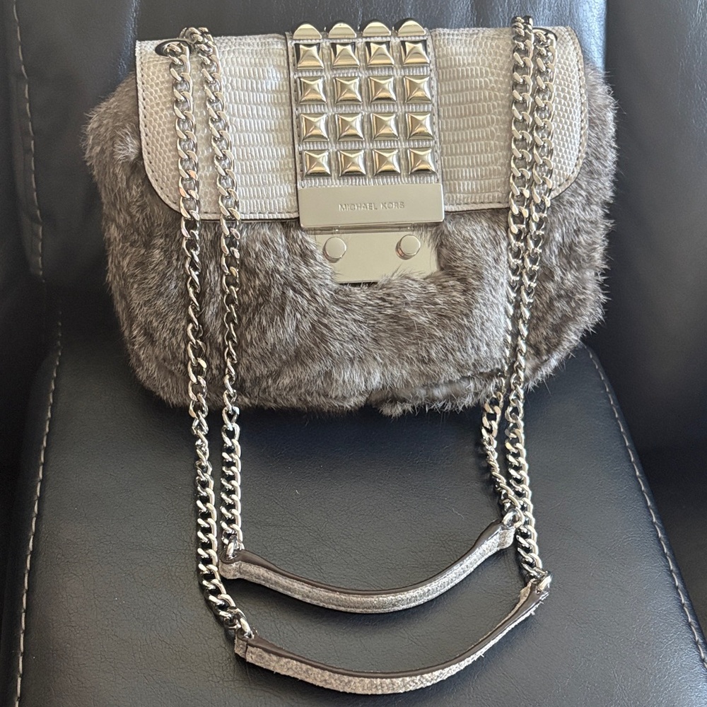 Michael Kors Tan and Silver Crossbody Bag